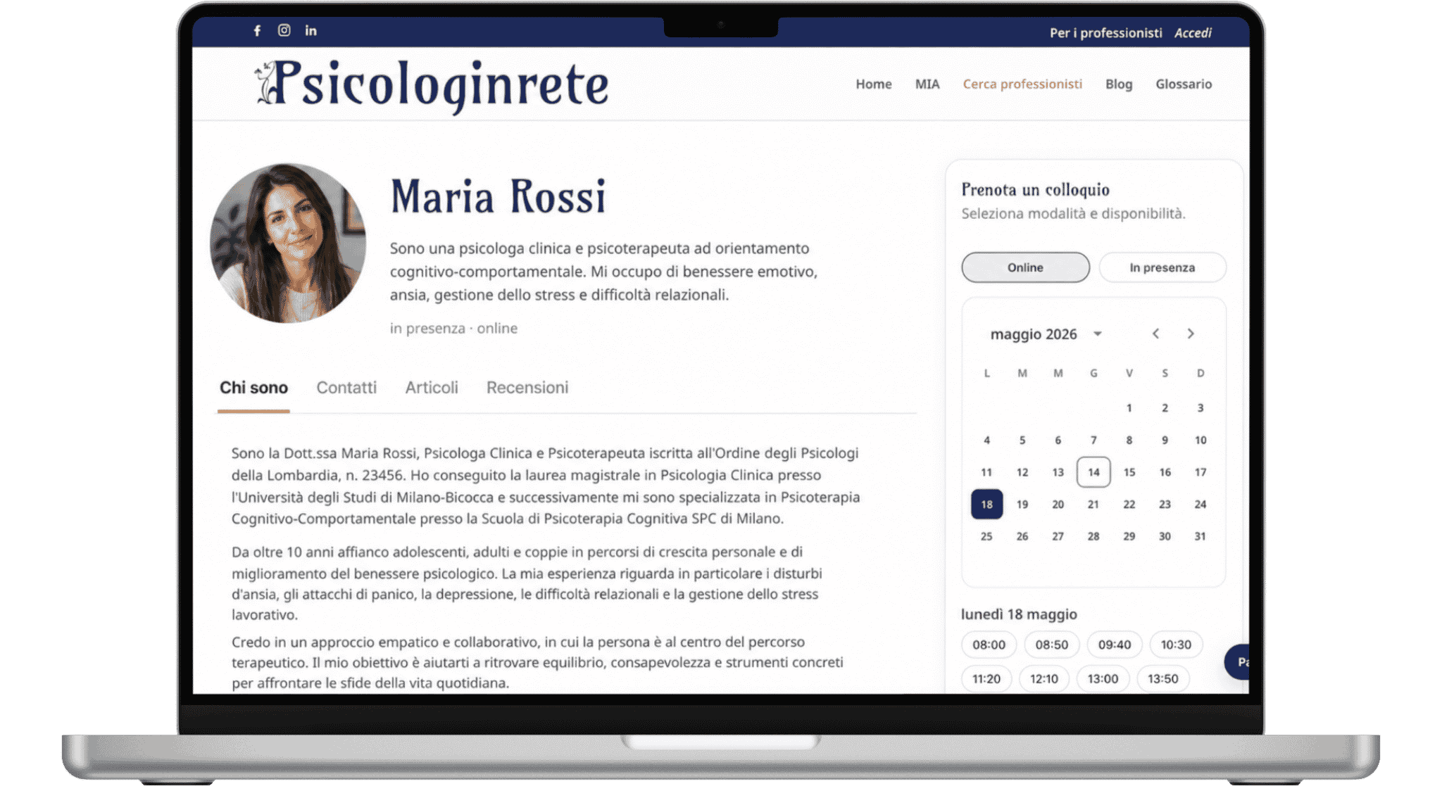 Psicologinrete-Profilo pubblico Psicologinrete - Dashboard notifiche